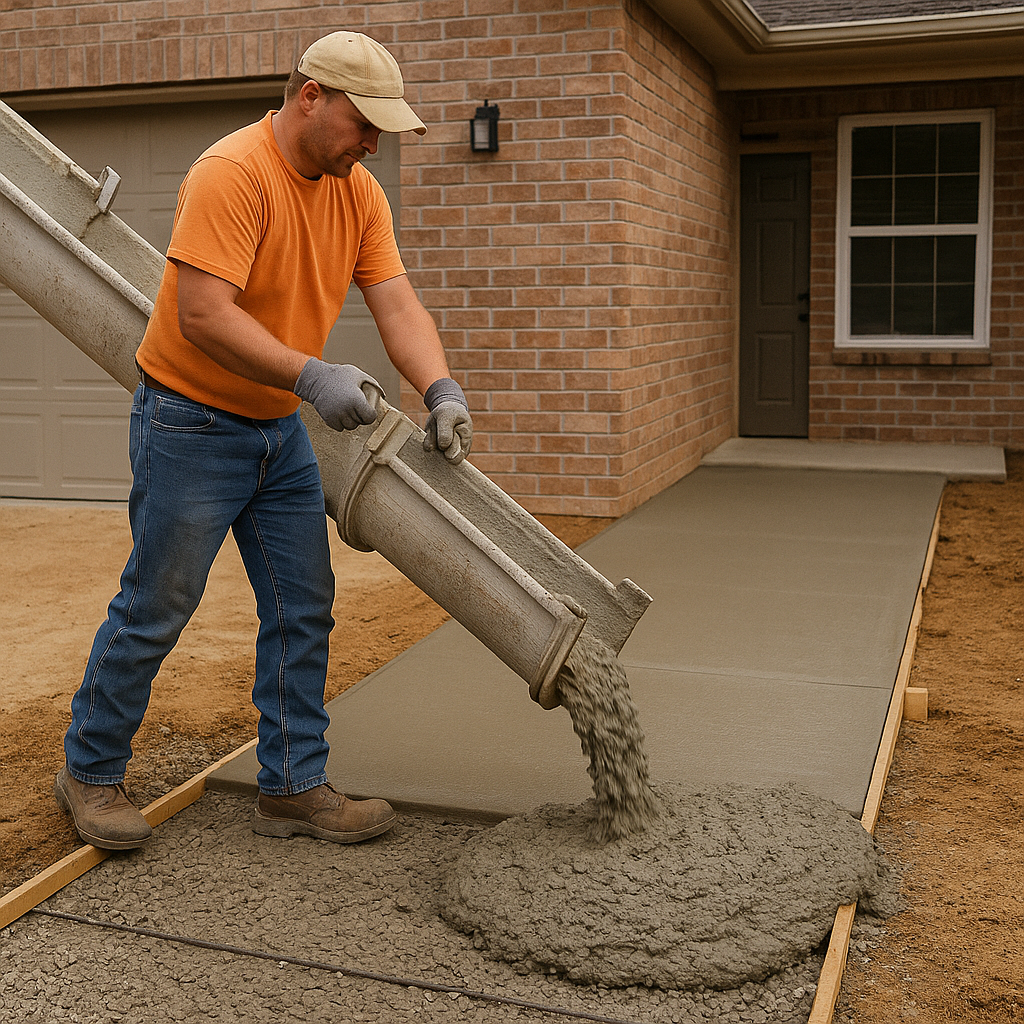 BFS Concrete crew pouring a driveway in Middletown NY